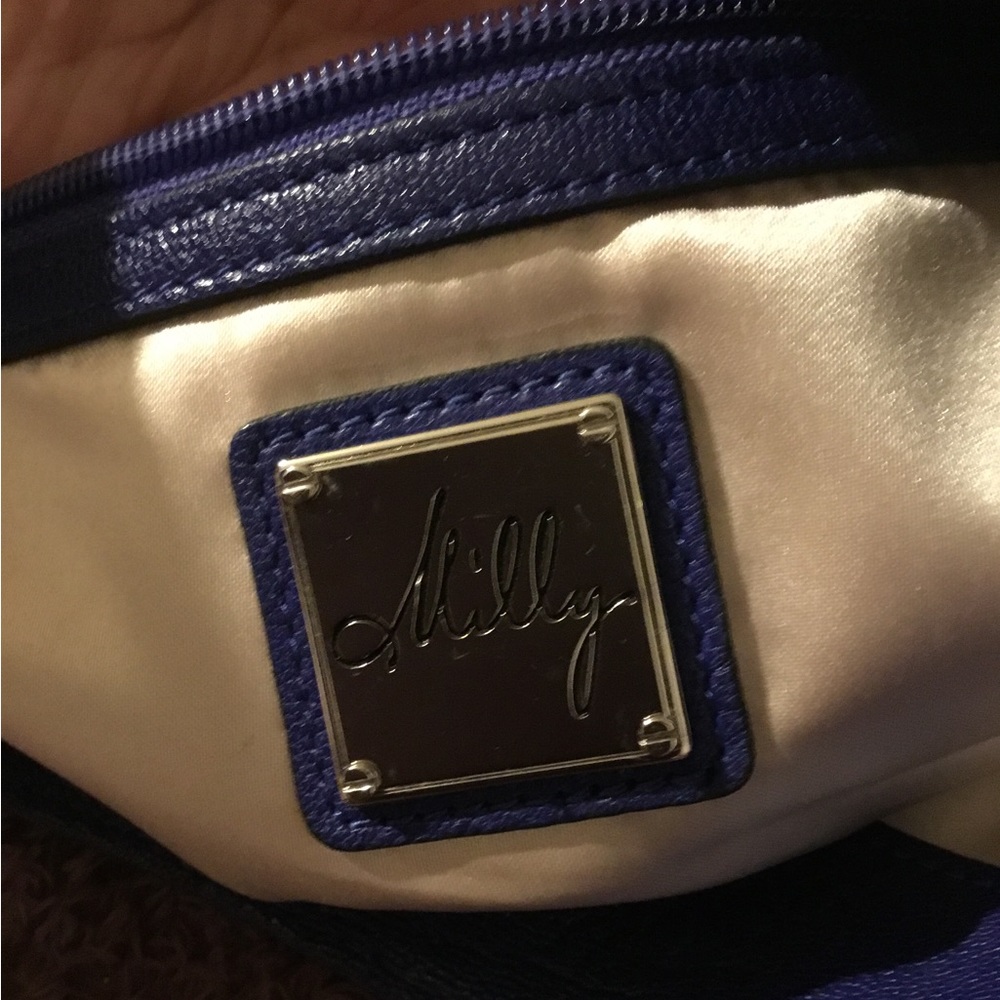 Milly Royal Blue Leather Medium Size Shoulder Bag - Picture 9 of 16
